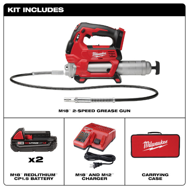 Milwaukee 2646-22CT M18 2-Speed Grease Gun Kit