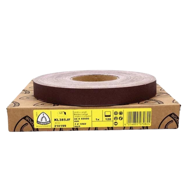 Klingspor 218199 KL385JF 1" x 50 Yard 120G Abrasive Cloth Roll