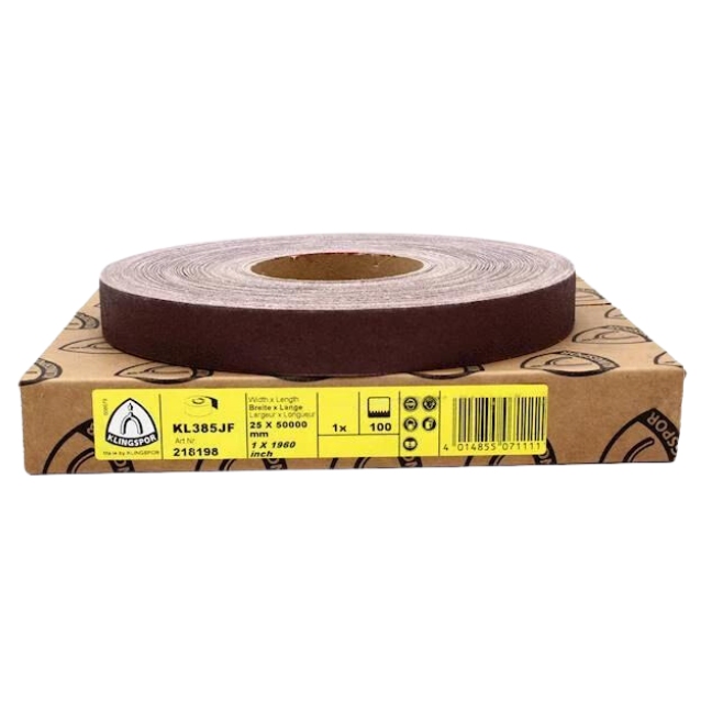 Klingspor 218198 KL385JF 1" x 50 Yard 100G Abrasive Cloth Roll