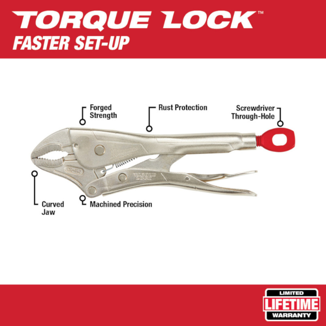 Milwaukee 48-22-3420 10" TORQUE LOCK Curved Jaw Locking Pliers