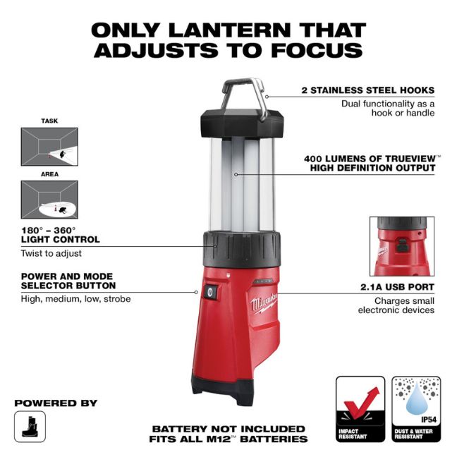 Milwaukee 2362-20 M12 LED Lantern Flood Light - Tool Only - Image 2