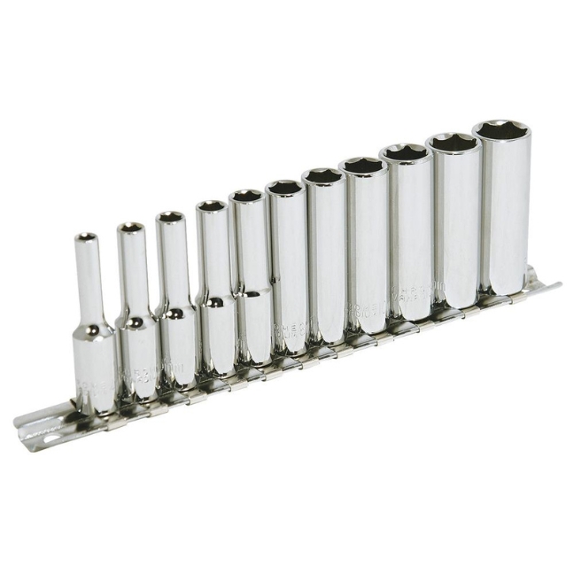 Jet 601118 SS1411DM-6 1/4" Drive 6-Point Deep Metric Socket Set 11-Piece