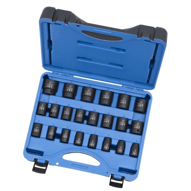 Jet 610338 PS2212M 1/2" Drive 6-Point Metric Impact Socket Set 22-Piece