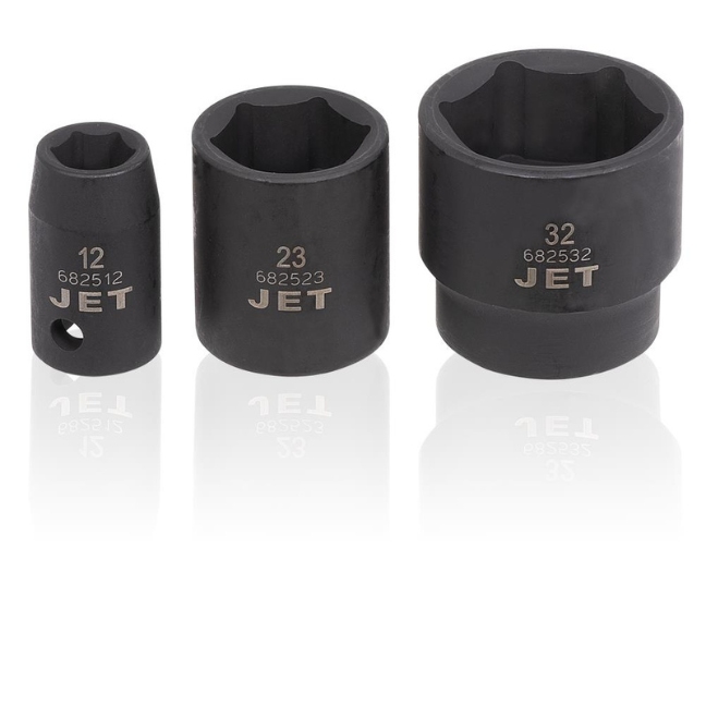 Jet 610338 PS2212M 1/2" Drive 6-Point Metric Impact Socket Set 22-Piece