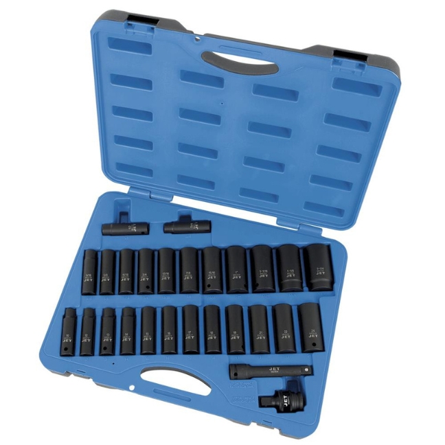 Jet 610327 PS2712DC 1/2" Drive SAE/Metric Deep Impact Socket Set 27-Piece