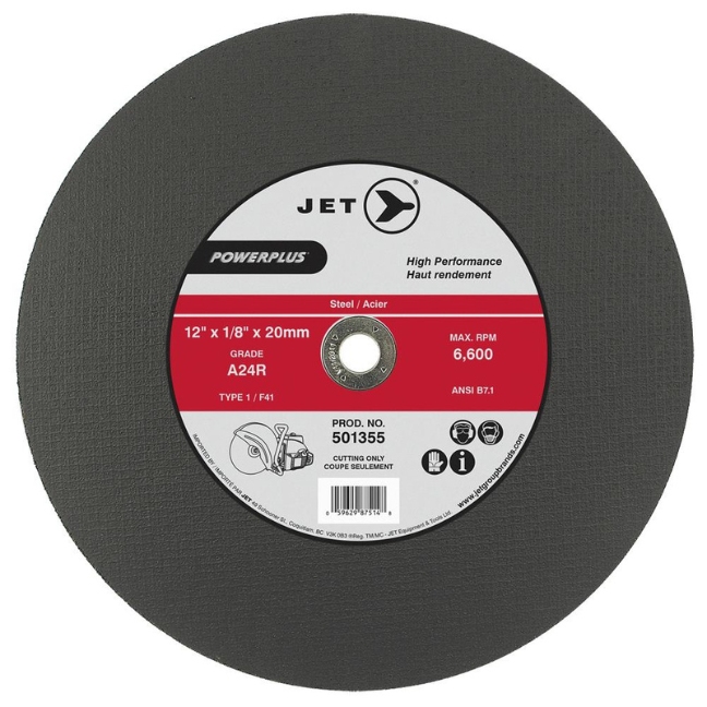 Jet 501355 12" x 1/8" x 20mm A24R T1 POWERPLUS Cut-Off Wheel