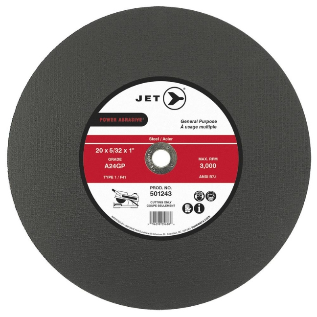 Jet 501243 20 x 5/32 x 1 A24GP T1 POWER ABRASIVE Cut-Off Wheel