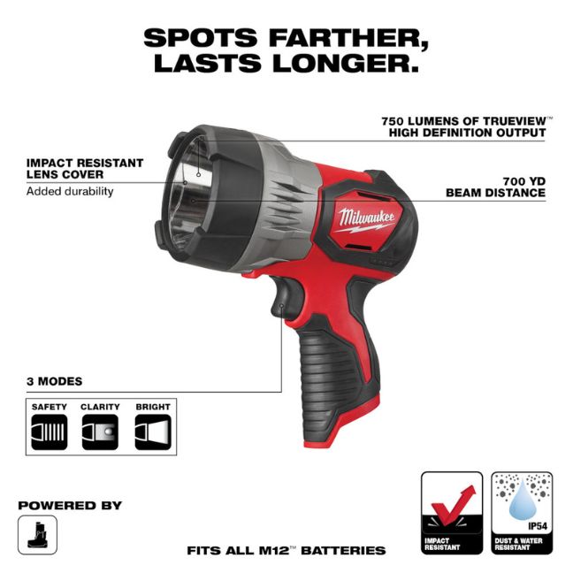 Milwaukee 2353-20 Trueview M12 LED Spotlight - Tool Only - Image 2