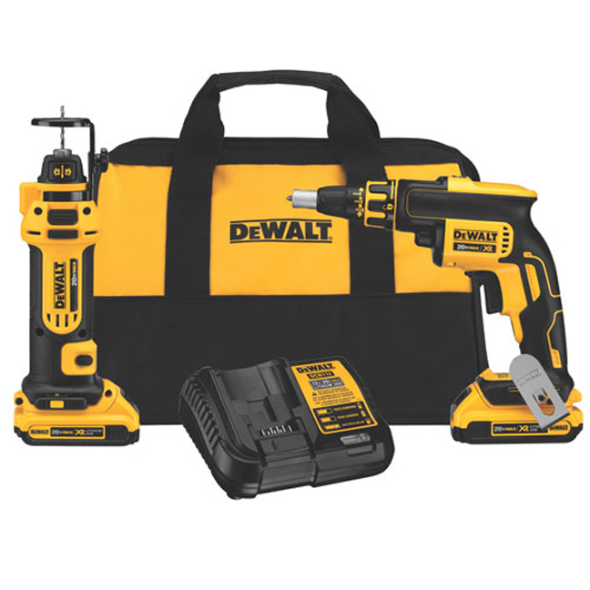 DeWalt DCK263D2 20V MAX Brushless Drywall Screwgun & Cut-Out Tool Combo Kit