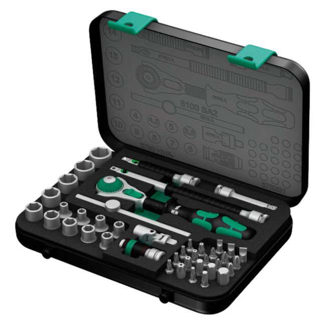Wera 003533 8100 SA 2 Zyklop Speed Ratchet Set 1/4" Drive Metric 42-Piece