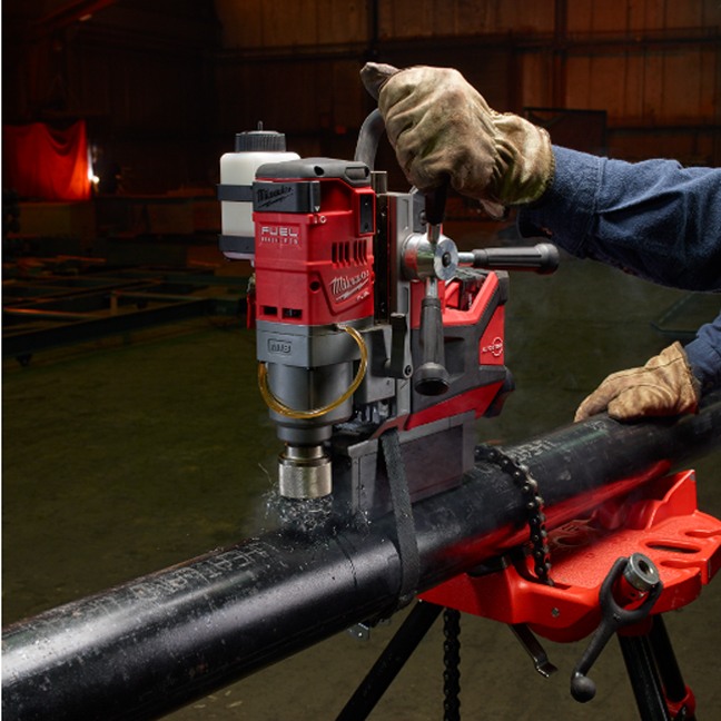 Milwaukee 2787-22HD M18 FUEL Magnetic Drill High Demand Kit In Use 3