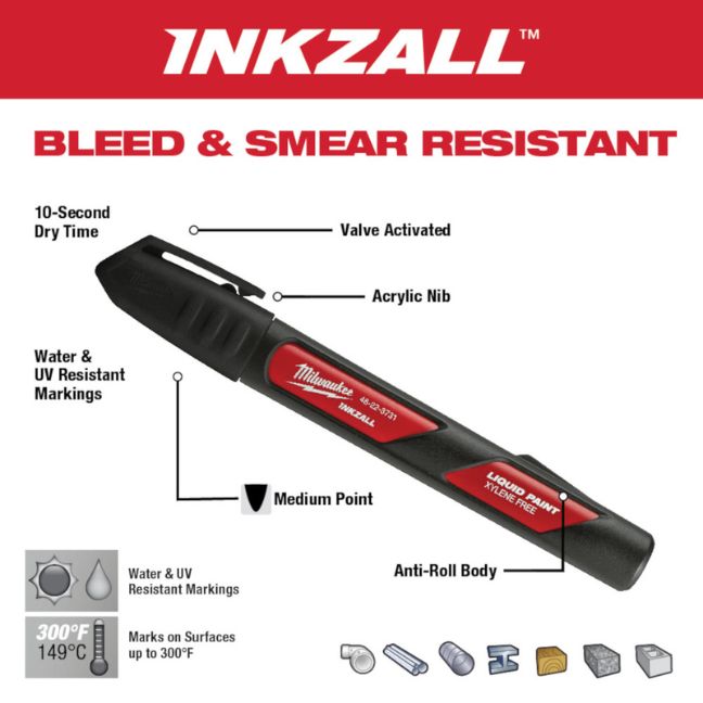 Milwaukee 48-22-3731 INKZALL Black Paint Marker - Image 3