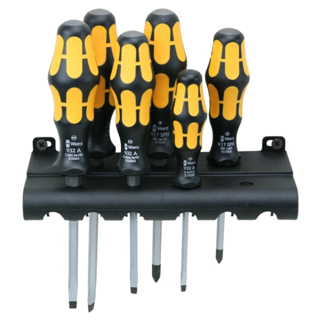 018282 932/6 Kraftform Plus PH/SL Chiseldriver/Screwdriver Set with Rack 6-Piece