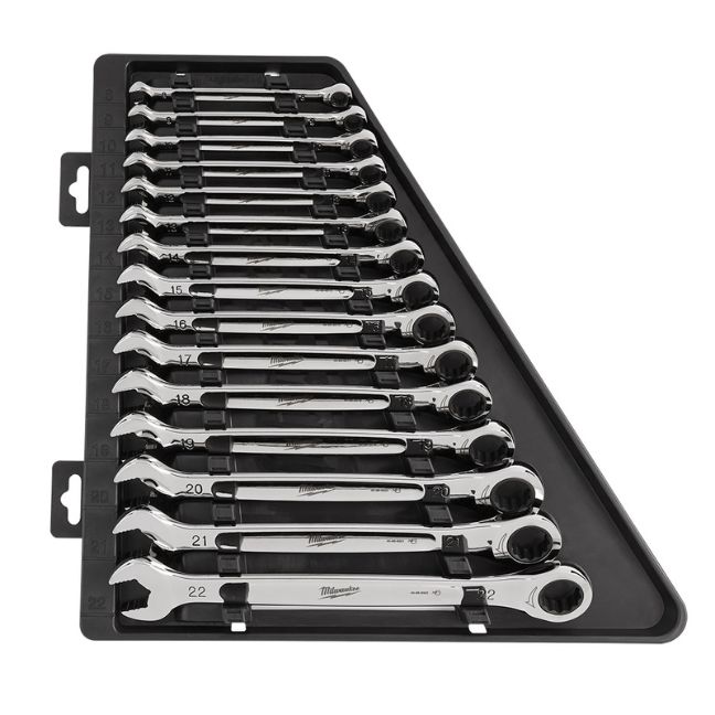Milwaukee 48-22-9516 Metric Ratcheting Combination Wrench Set 15-Piece