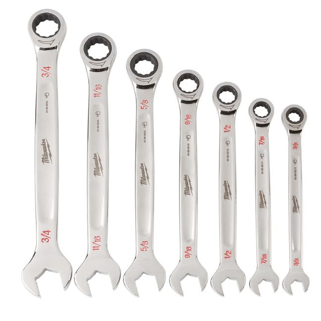 Milwaukee 48-22-9406 SAE Ratcheting Combination Wrench Set 7-Piece