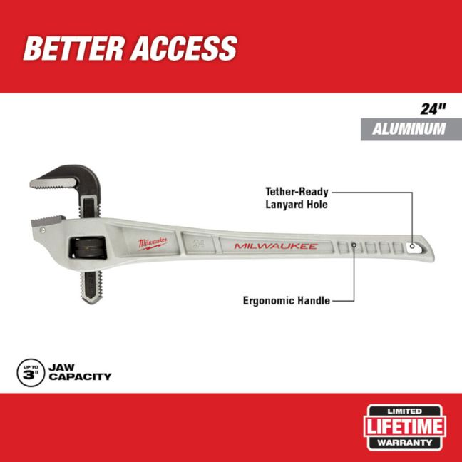 Milwaukee 48-22-7182 24” Aluminum Offset Pipe Wrench - Image 2