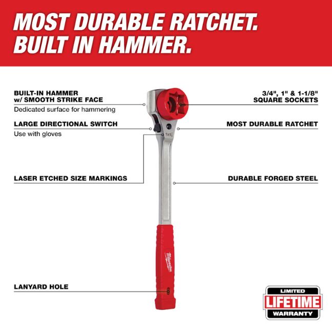 Milwaukee 48-22-9213 Lineman’s High Leverage Ratcheting Wrench - Image 2