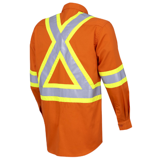 Pioneer 4441 V2120510 Hi-Viz Ultra Cool Cotton Long-Sleeve Safety Shirt-Orange