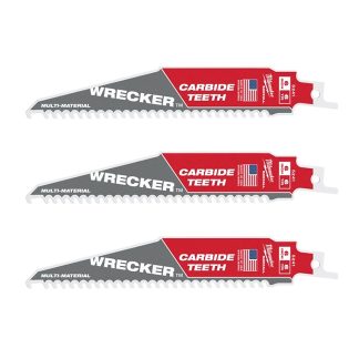 Milwaukee 48-00-5341 6" 6-TPI The Wrecker SAWZALL Blade with Carbide Teeth 3-Pack
