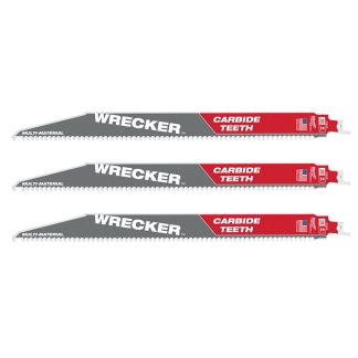 Milwaukee 48-00-5343 12" 6-TPI The Wrecker SAWZALL Blade with Carbide Teeth 3-Pack