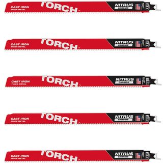 Milwaukee 48-00-5563 12" 7TPI TORCH™ SAWZALL® Blades with NITRUS CARBIDE™ 5-Pack