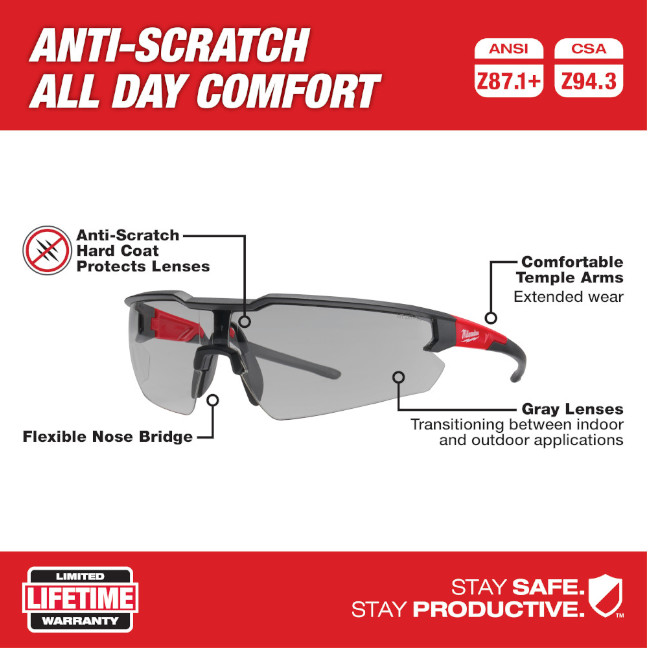 Milwaukee 48-73-2105 Anti-Scratch Safety Glasses-Indoor/Outdoor - Image 2