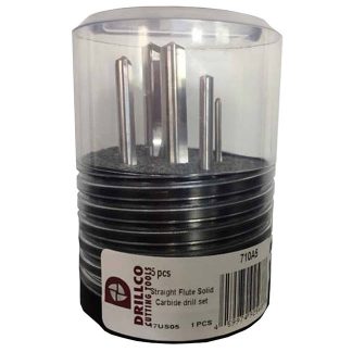 Drillco 710A5 Straight Flute Solid Carbide Drill Set 5-Piece