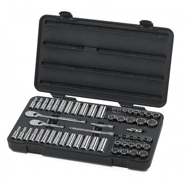 GearWrench 80551 57-Piece 3/8" Drive 12-Point Standard & Deep SAE/Metric Mechanics Tool Set