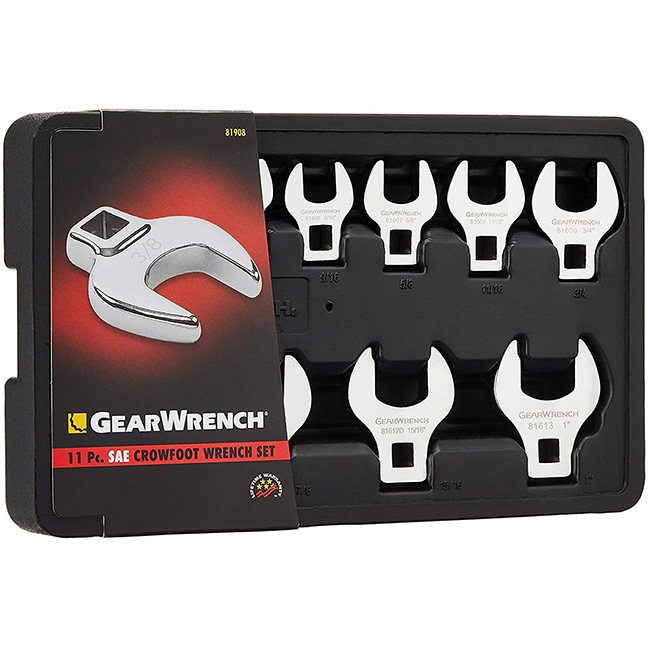 GearWrench 81908 11-Piece 3/8" Drive SAE Crowfoot Wrench Set