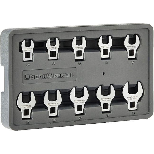 GearWrench 81909 10-Piece 3/8" Drive Crowfoot Metric Wrench Set