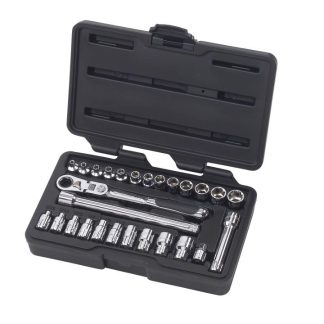 GearWrench 891427 1/4" Drive Pass-Thru 6-Point SAE/Metric Mechanics Tool Set 27-Piece