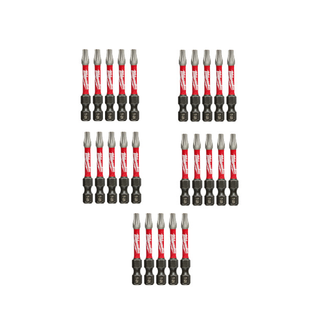 Milwaukee 48-32-4185 SHOCKWAVE Impact T25 x 2" TORX Bits 25-Pack