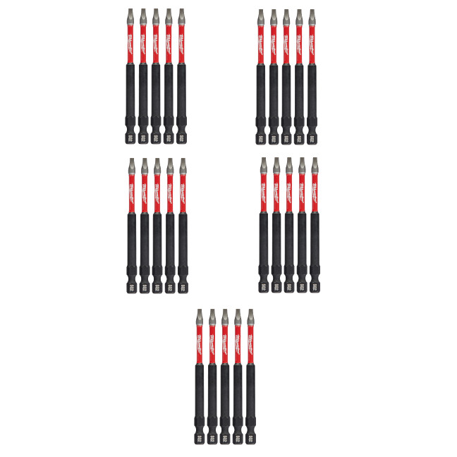 Milwaukee 48-32-4195 SHOCKWAVE Impact SQ2 x 3-1/2” Square Bits 25-Pack