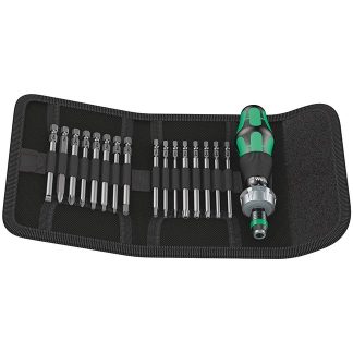 Wera 051041 Kraftform Kompakt 60 RA Ratcheting Screwdriver and PH/SL/TX/HX/SQ Driver Bit Set 17-Piece Imperial