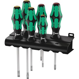 Wera 105650 334/6 Rack Kraftform Slotted & Phillips Screwdriver Set 6-Piece