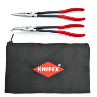 Knipex 9K0080128US 11" Extra Long Needle Nose Pliers Set with Keeper Pouch, 2-Pieces