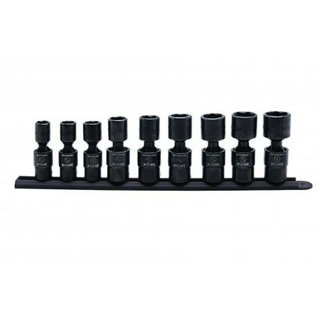 GearWrench 84978 1/2" Drive 6-Point Standard X-Core SAE Pinless Universal Impact Socket Set 9-Piece