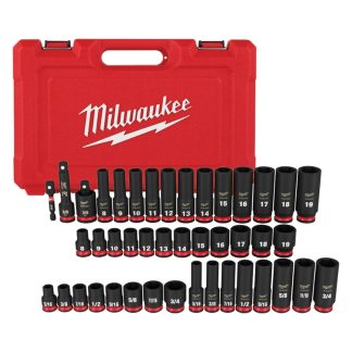 Milwaukee 49-66-7009 SHOCKWAVE Impact Duty 3/8" Drive SAE and Metric Deep 6 Point Socket Set 43-Piece