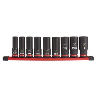 Milwaukee 49-66-7022 SHOCKWAVE IMPACT DUTY 1/2"Drive SAE 6-Point Deep Socket Set 9-Piece