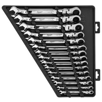 Milwaukee 48-22-9513 Flex Head Ratcheting Combination Metric Wrench Set 15-Piece