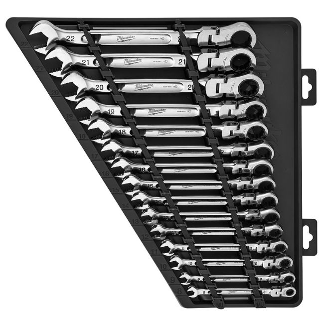 Milwaukee 48-22-9513 Flex Head Ratcheting Combination Metric Wrench Set 15-Piece