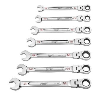 Milwaukee 48-22-9429 SAE Flex Head Ratcheting Combination Wrench Set 7-Piece