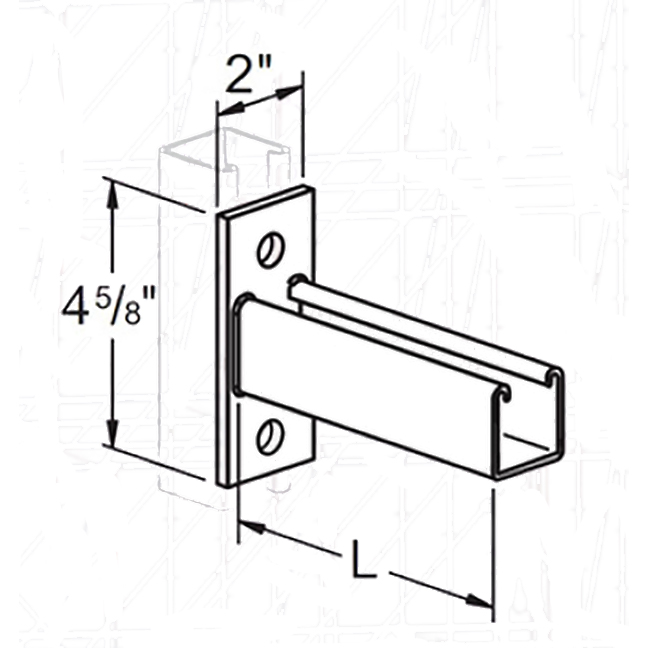 PeakSource S1982 Single Strut Bracket 1-5/8" x 1-5/8" x 18"