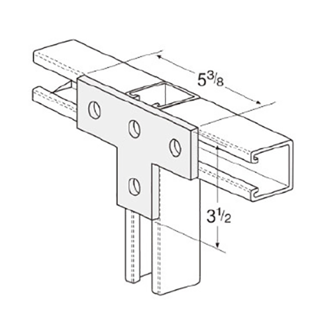 PeakSource S2024 4-Hole Flat Tee Plate Electrogalvanized (EG) Steel