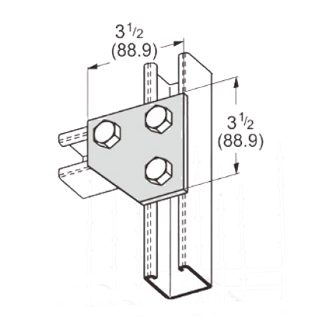 PeakSource S2028 3-Hole Corner Gusset Plate Electrogalvanized (EG) Steel