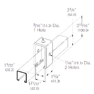 PeakSource S2390 Trolley Beam Support EG Steel 1-5/8" x 3-15/16"