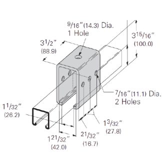 PeakSource S2391 Trolley Beam Support EG Steel 3-1/2" x 3-15/16"