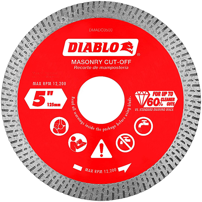 Diablo DMADC0500 5" Diamond Continuous Rim Cut-Off Discs for Masonry