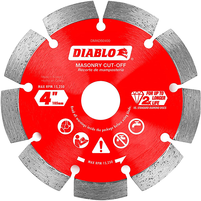 Diablo DMADS0400 4" Diamond Segmented Cut-Off Discs for Masonry