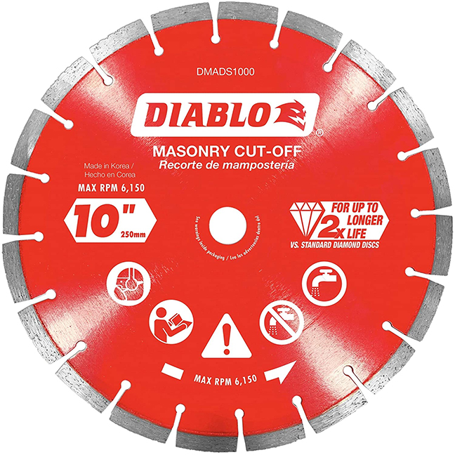 Diablo DMADS1000 10" Diamond Segmented Cut-Off Discs for Masonry